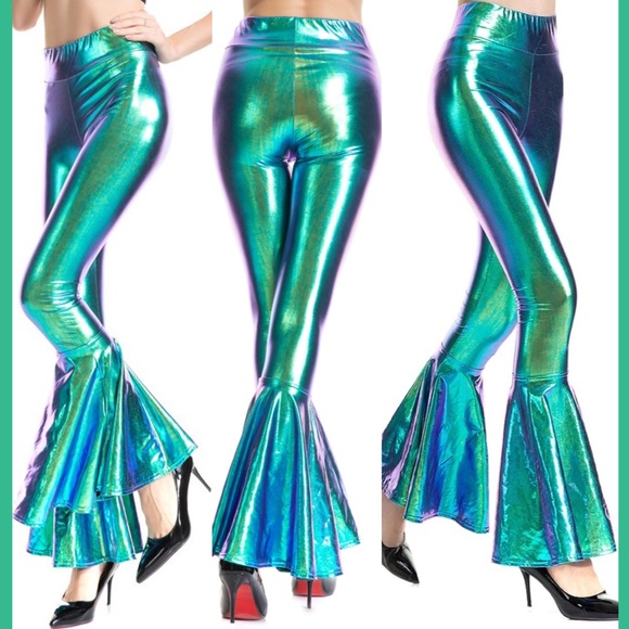 Laser Holographic High Waist Flare Leg Rave - Picture 3 of 5